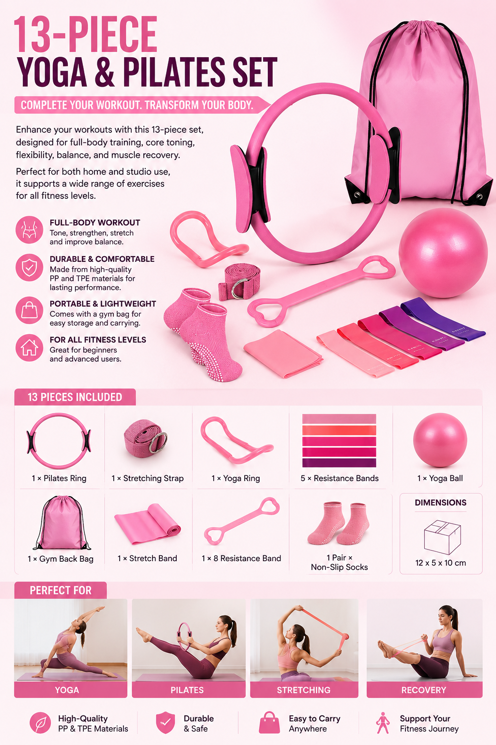 13-Piece Yoga & Pilates Set