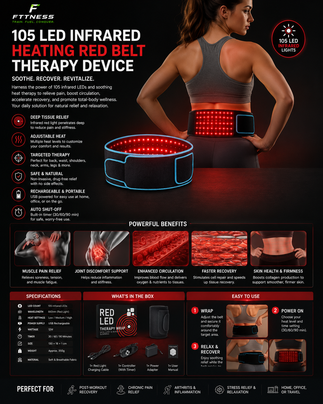 105 LED Infrared Heating Therapy Belt